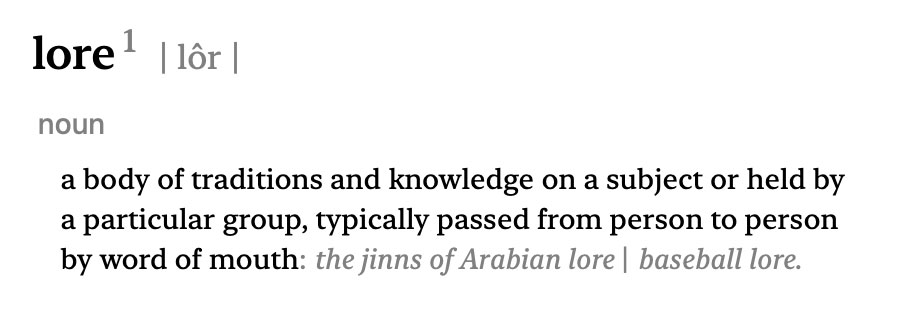 Lore-defined lore defined